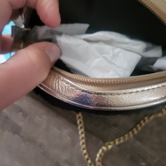 Capelli small faux fur cross body bag with gold strap - Picture 5 of 7